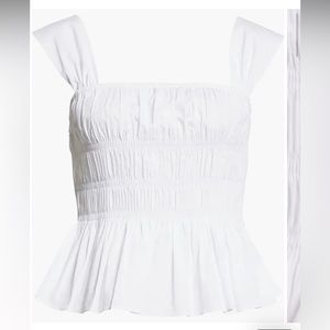 Staud Ida Shirred Peplum Top